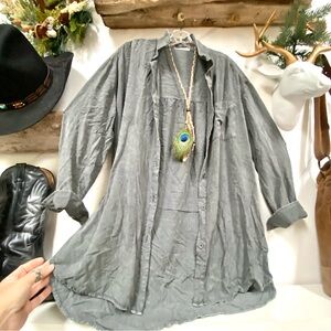 STITCH + FEATHER long boho rustic buttoned up shirt/cover up
